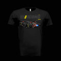 BOSO BOZO BB//ICONS ICON-06 black tee front with slammed black high-end car, exposed rear engine and Cultural Vehicle Research Division design