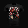 Black GIRI DOOM graphic tee featuring Giri in a chrome villain mask and green hood with MF DOOM-inspired tribute artwork.