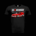 Black BB//ICONS ICON-08 Class Dismissed Tee front with slammed red and silver custom mini-truck and BOSO BOZO Cultural Vehicle Research Division graphic.